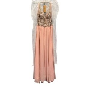 Aspeed Design L2090 Blush Pink Beaded Floral‎ Prom pageant Gown Dress Small NWT